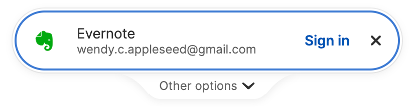 The prompt to sign in with a login using the 1Password browser extension.