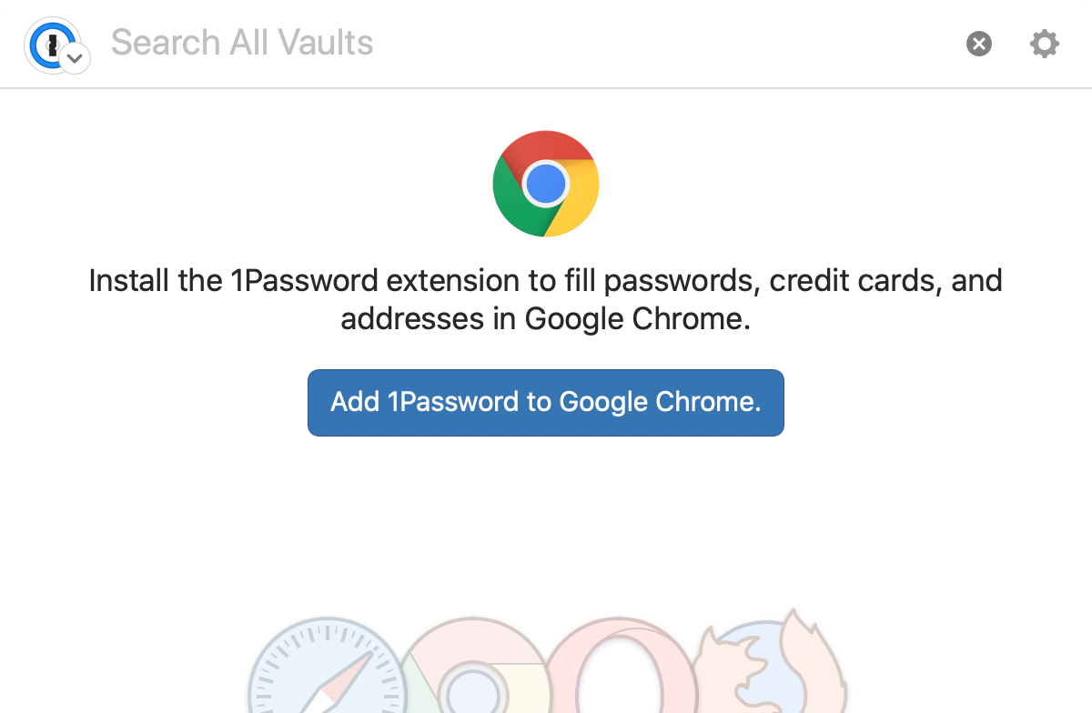 Install the 1Password classic extension to fill passwords, credit cards, and addresses in your browser.