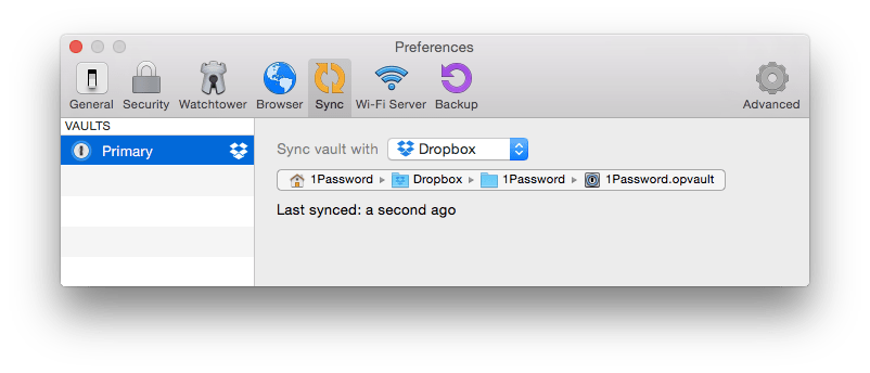 1Password Sync preference pane