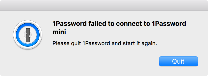 1Password failed to connect to 1Password mini