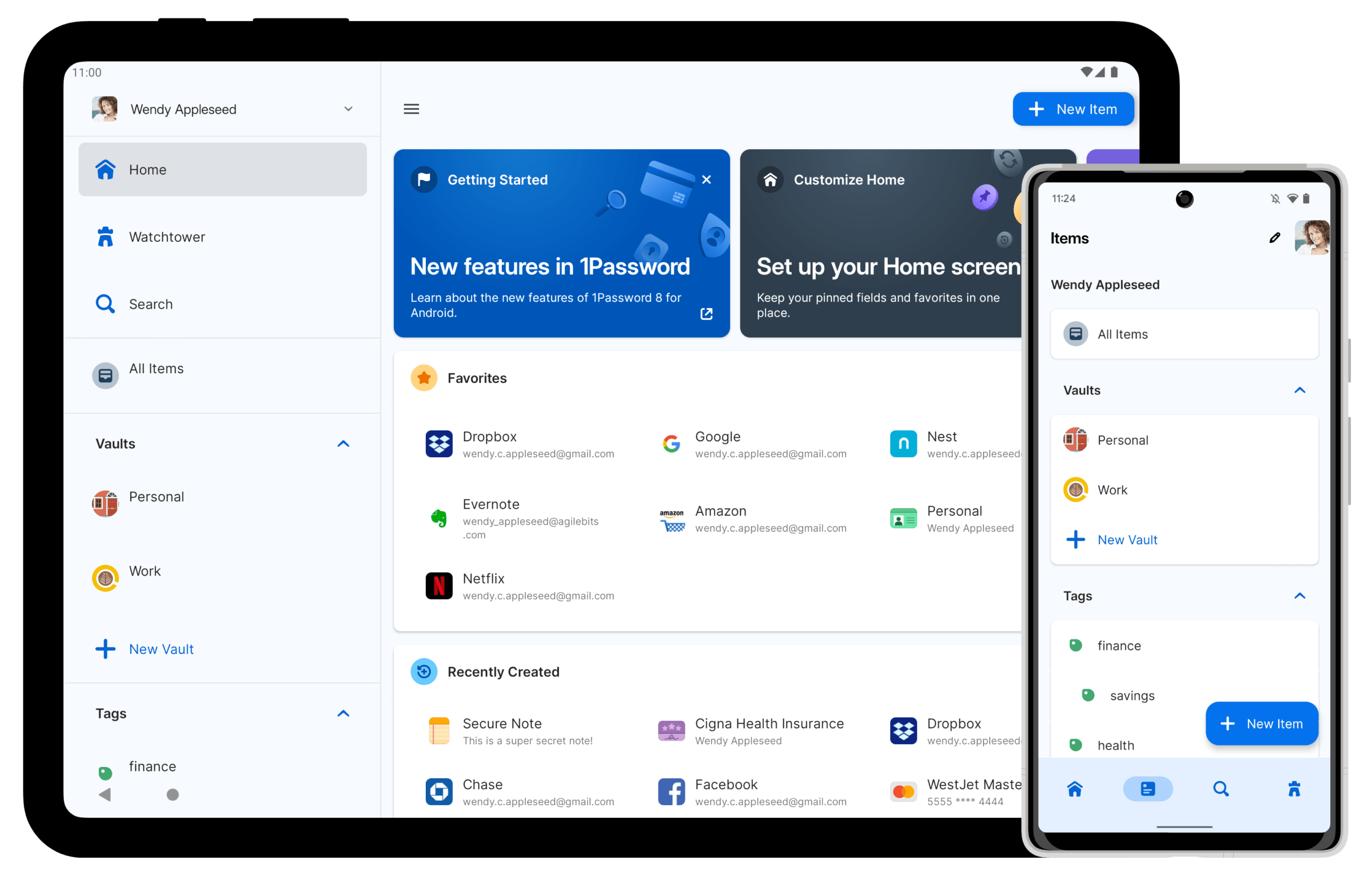 1Password pour Android sur téléphone et tablette
