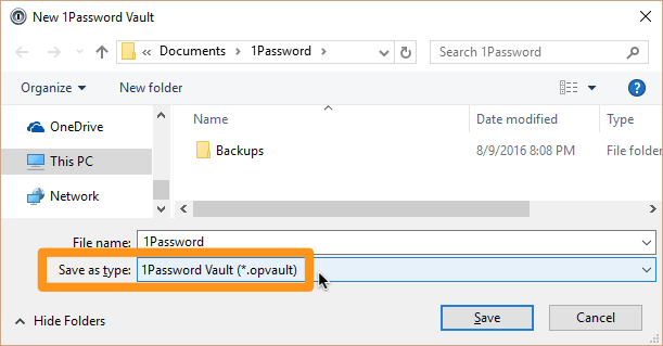 New 1Password Vault