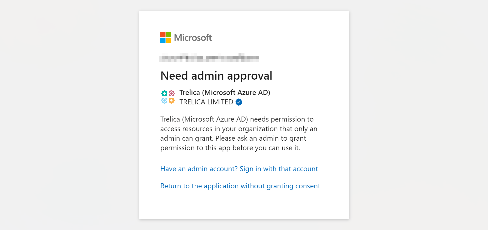 Microsoft sign-in page requesting administrator approval for the SaaS Manager Azure AD application
