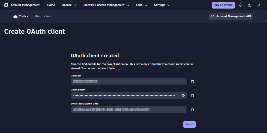 Dynatrace OAuth client credentials