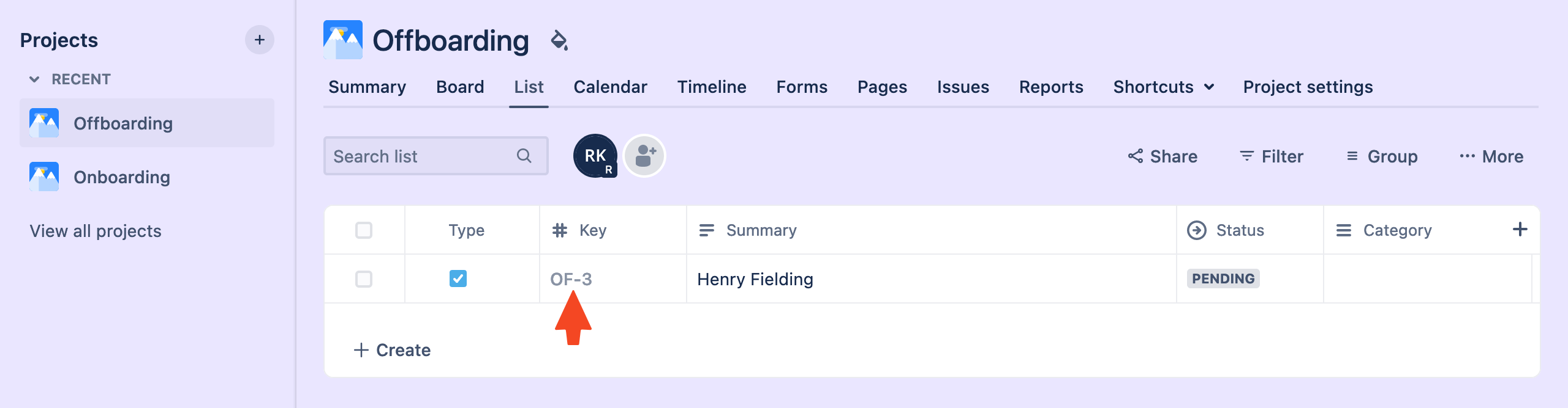 Jira Offboarding issue opened for an employee