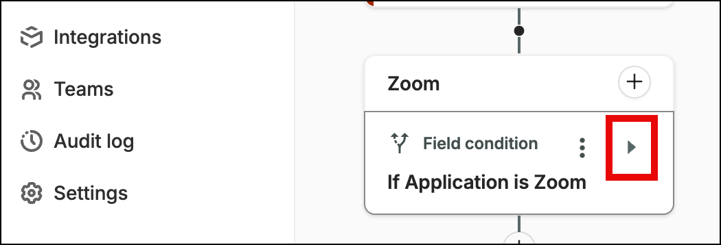 SaaS Manager Zoom field condition with the Then branch selected