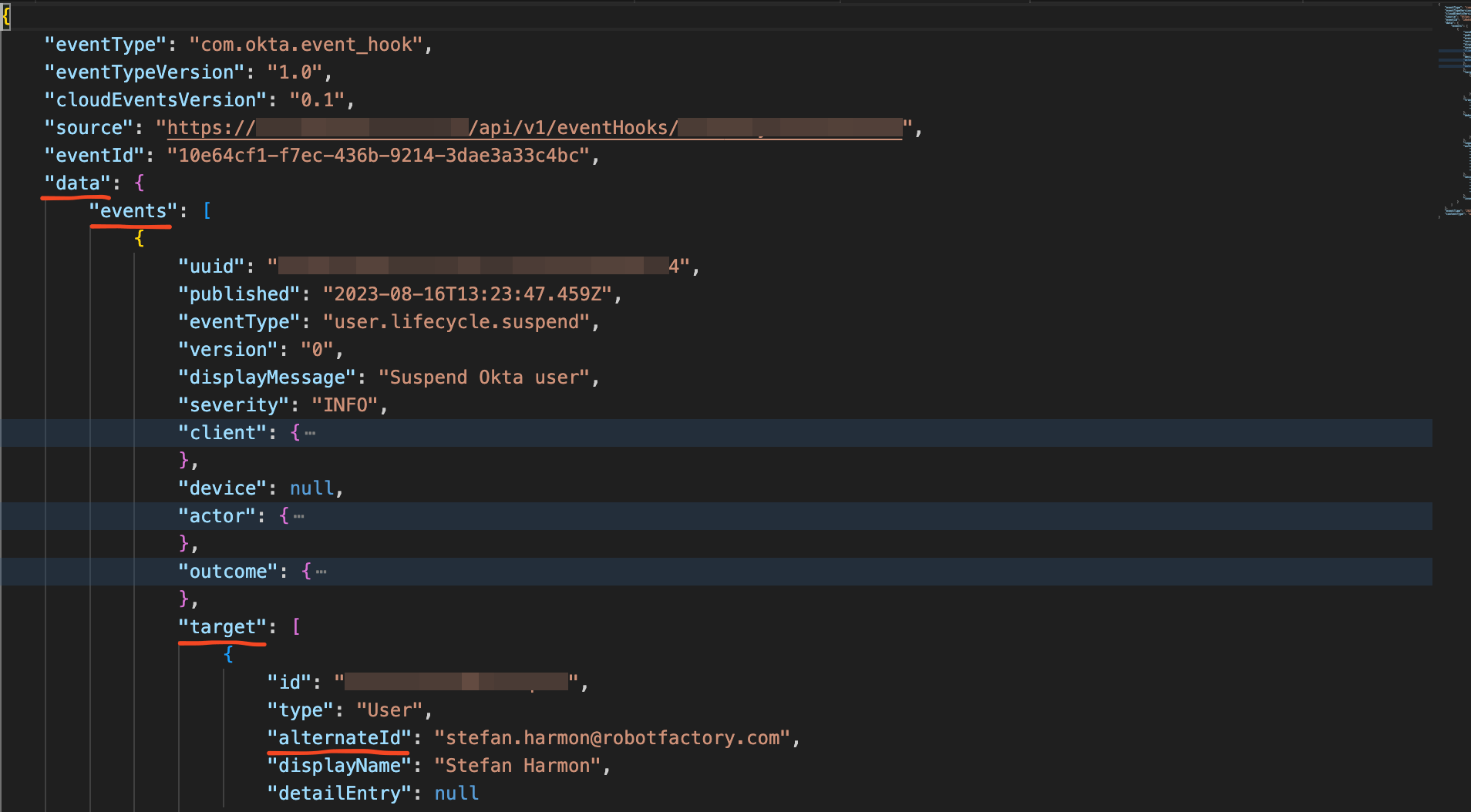 SaaS Manager webhook settings with Multiple entries in one request selected