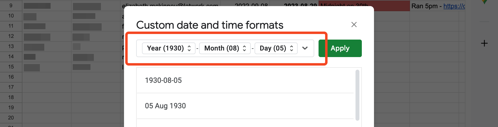 Google Sheets integration configuration