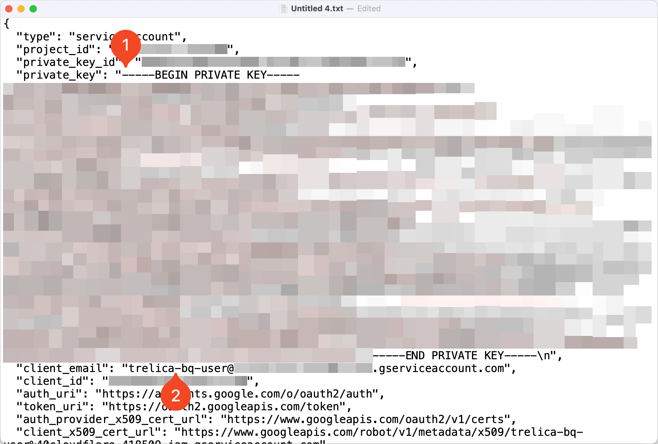 Downloaded Google Cloud service account JSON key file