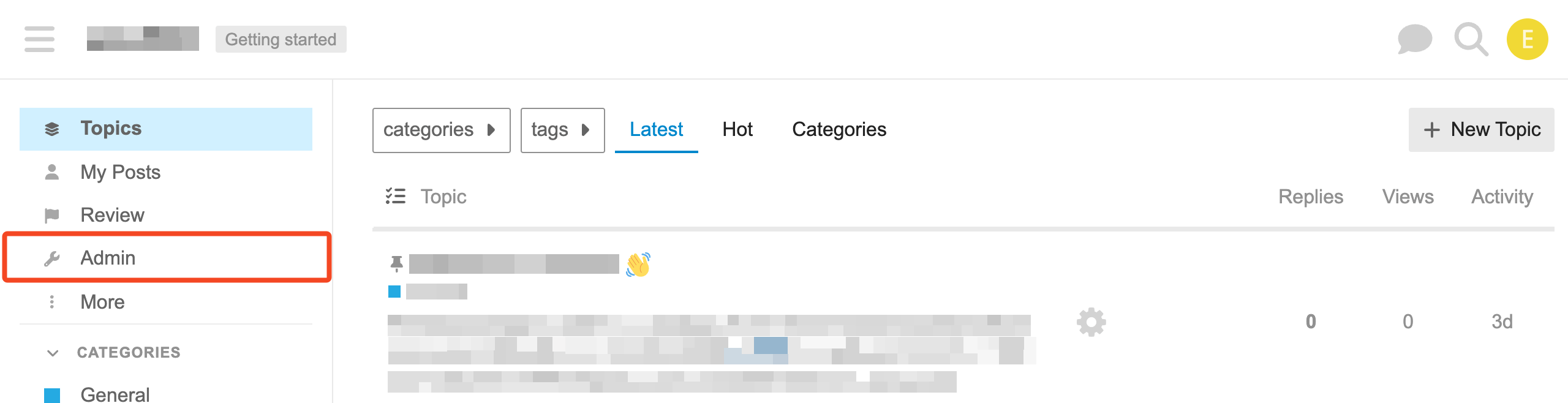 Discourse admin settings