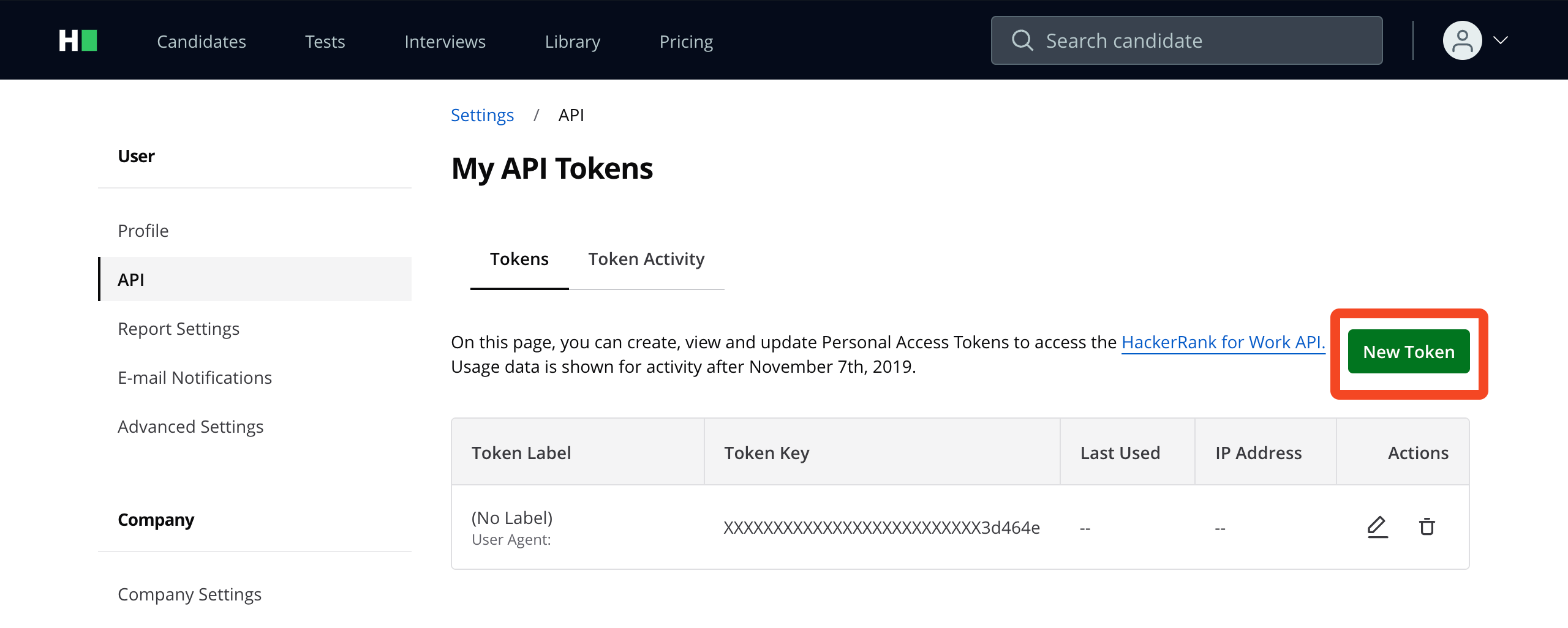 HackerRank for Work API credentials