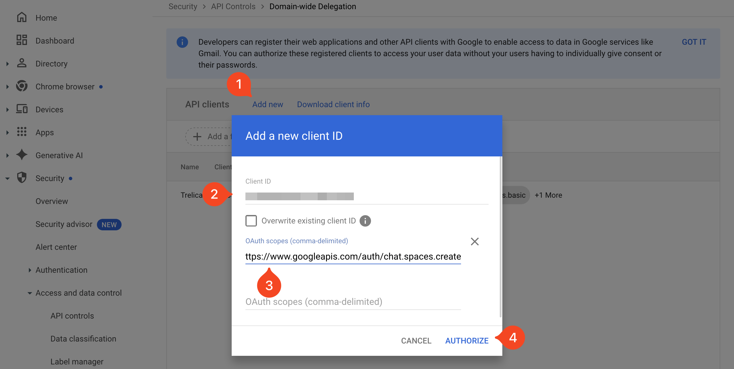 SaaS Manager Google Chat workflow action