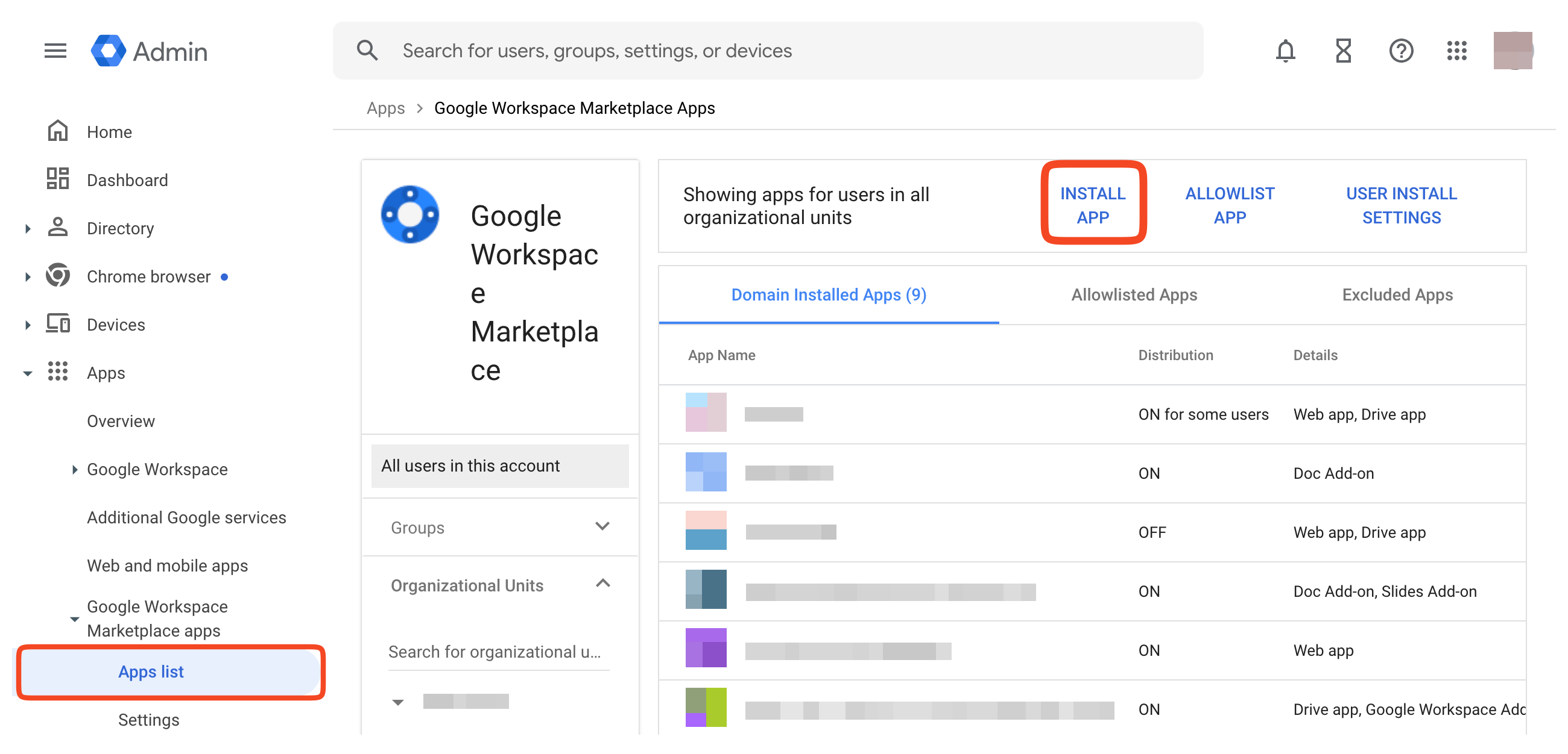 Google Chat space settings