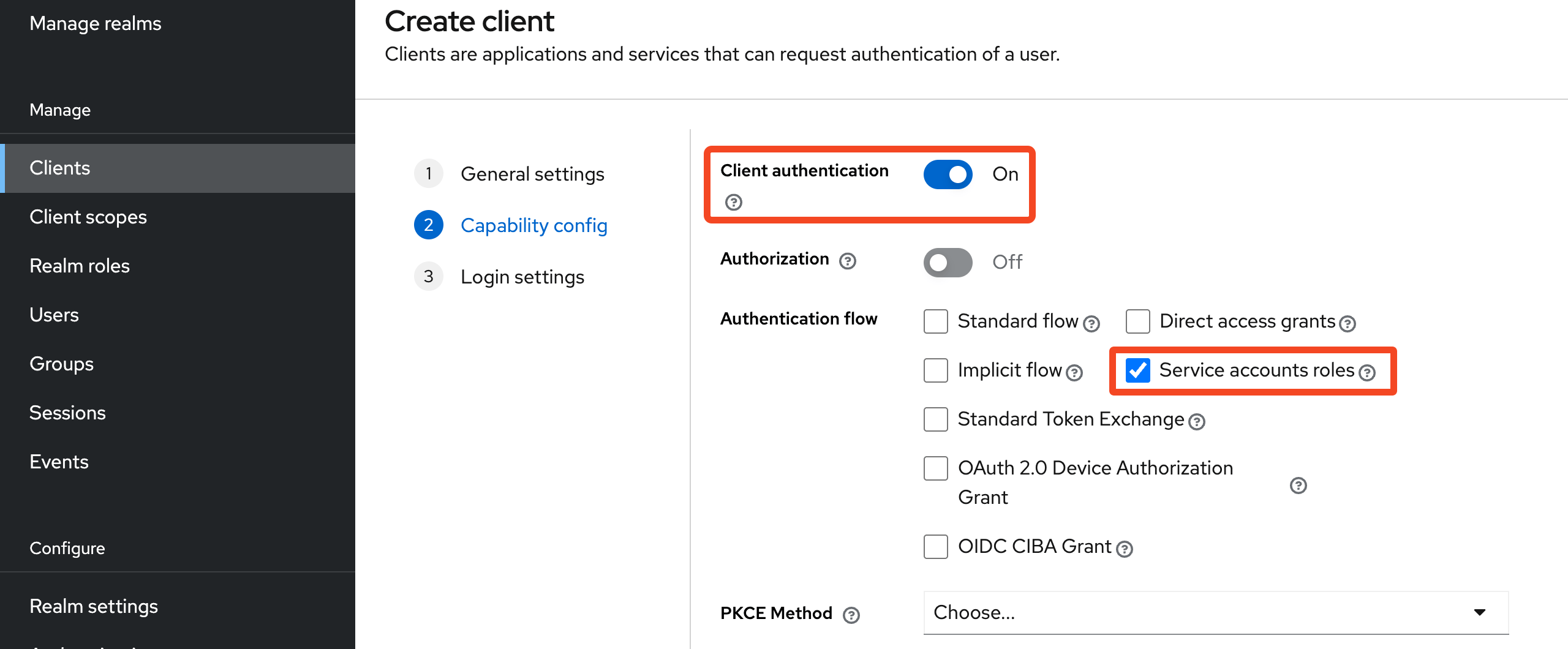 Keycloak client capability configuration