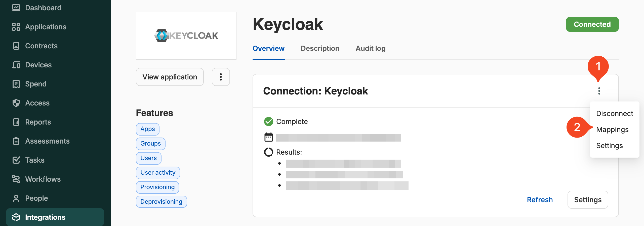 SaaS Manager Keycloak attribute mappings dialog