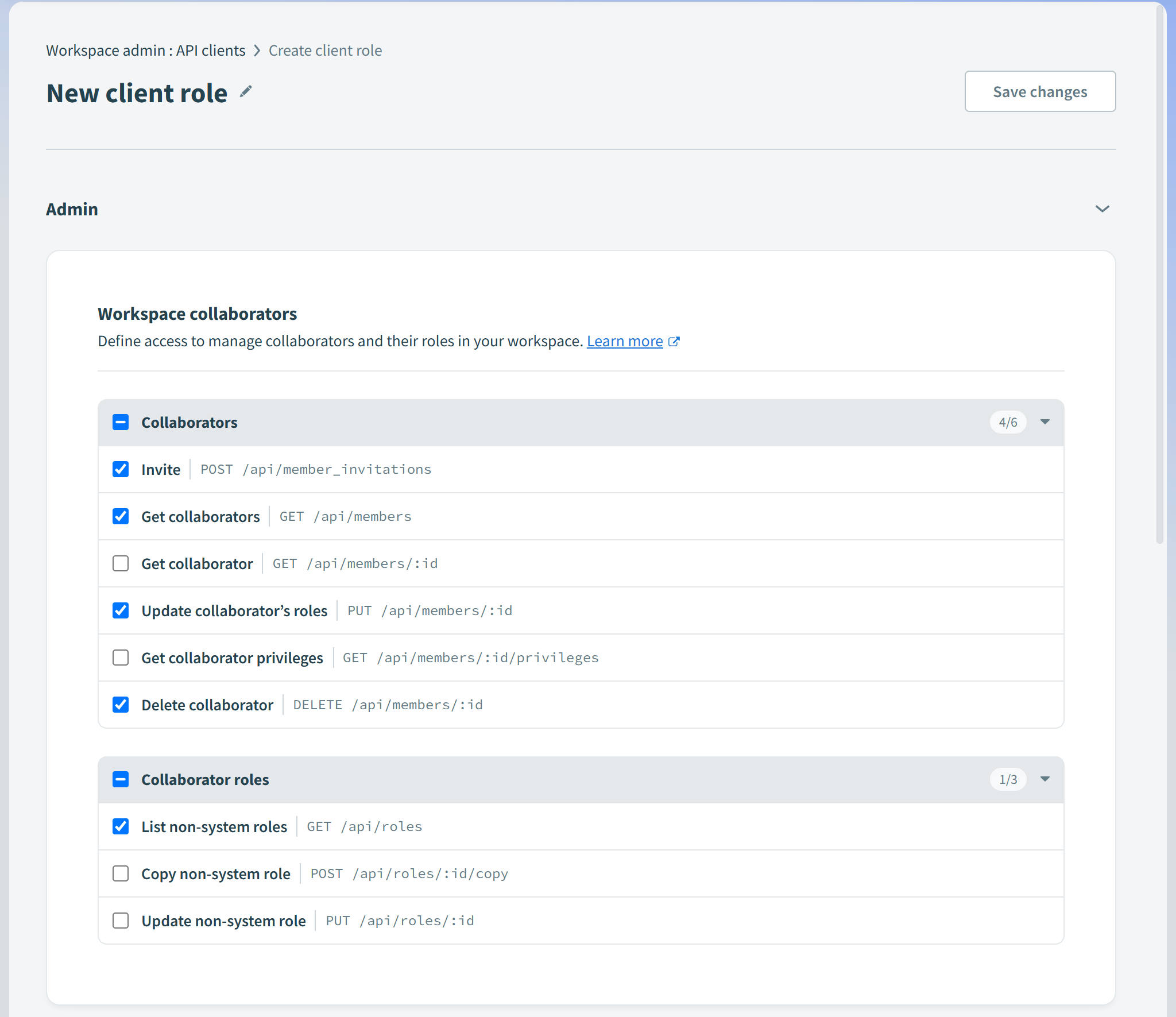 Workato API client role permissions for SaaS Manager