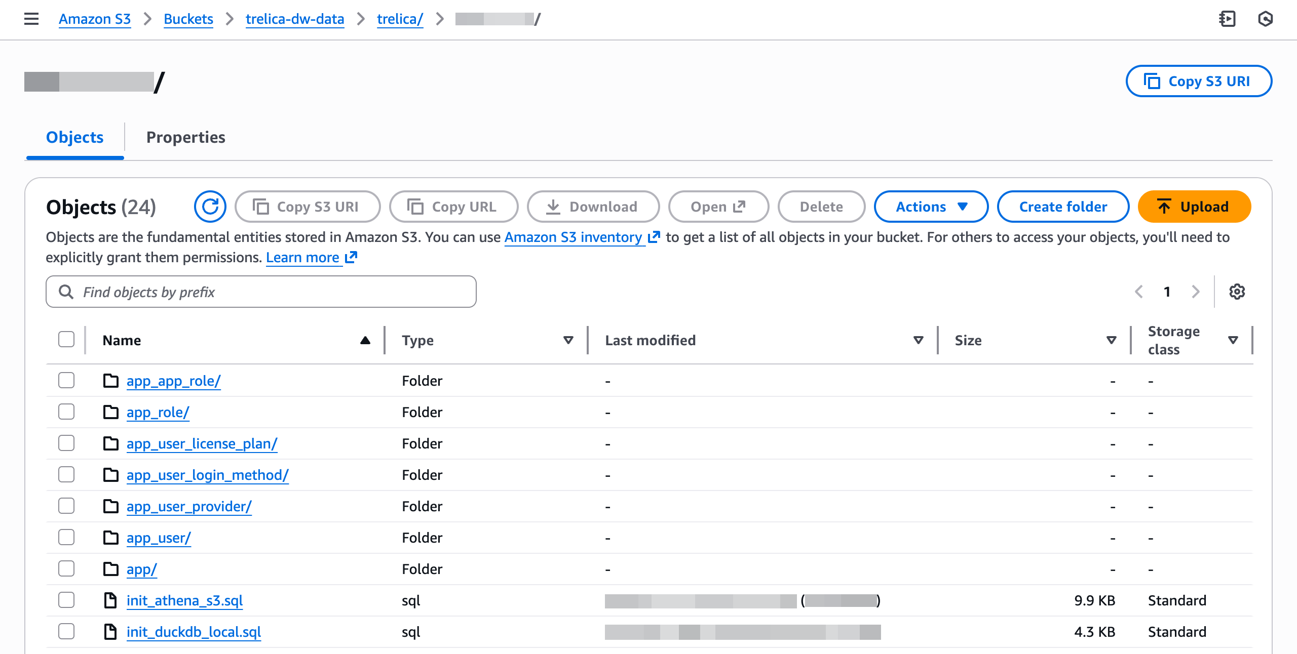 SaaS Manager data publishing configuration with a folder for each Parquet file