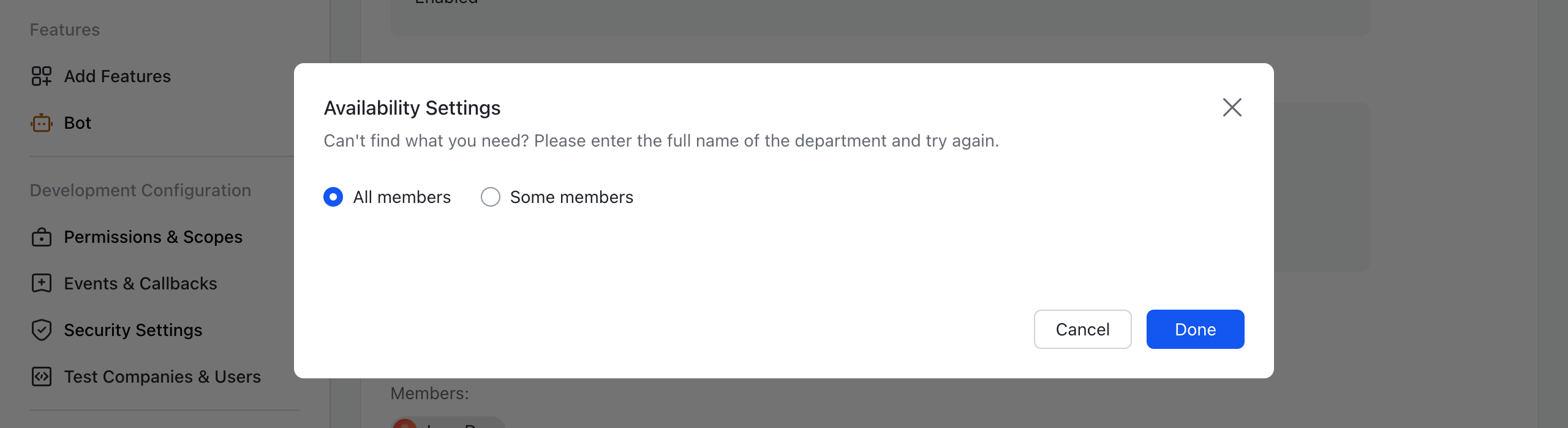 Lark application authorization scope settings