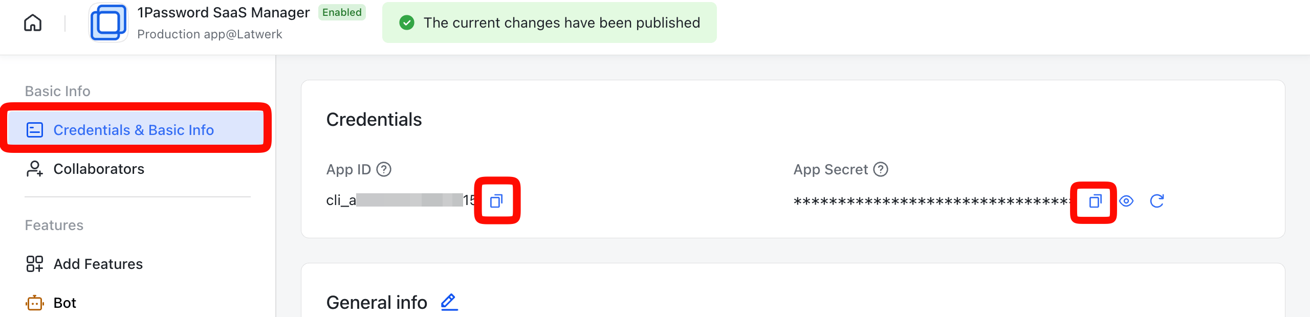 Lark application release settings
