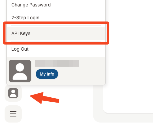 BambooHR profile menu with API Keys highlighted