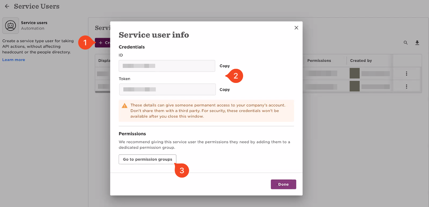 bob Create Service User form