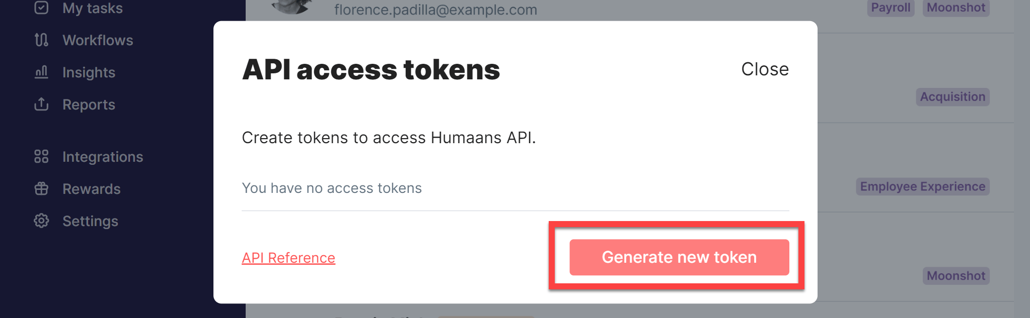 Humaans API key configuration