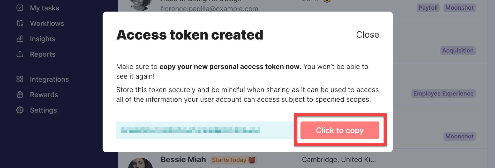 Humaans API key credentials