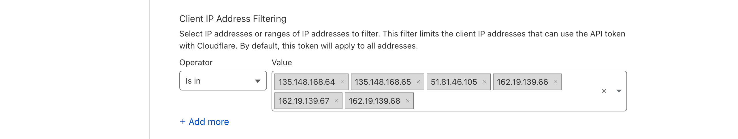 Cloudflare custom API token configuration