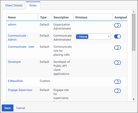 Genesys Cloud OAuth client roles