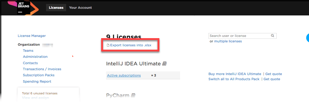 SaaS Manager JetBrains integration connection