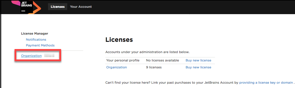 JetBrains API token dialog