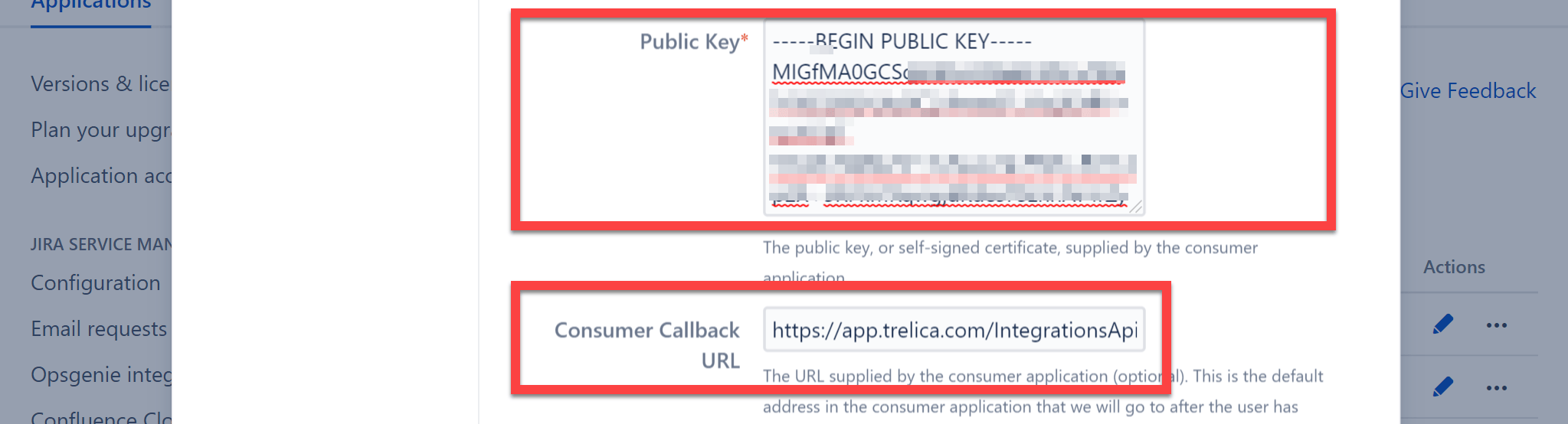 Jira application link details