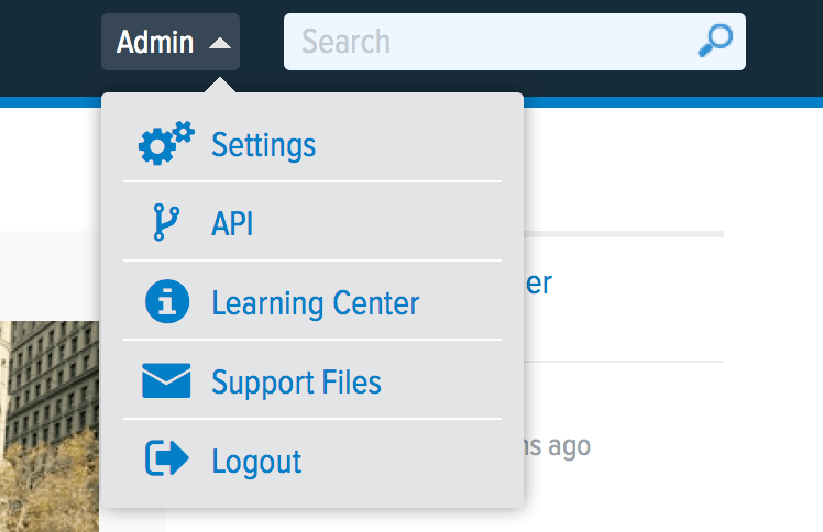 Namely Admin menu with the API option