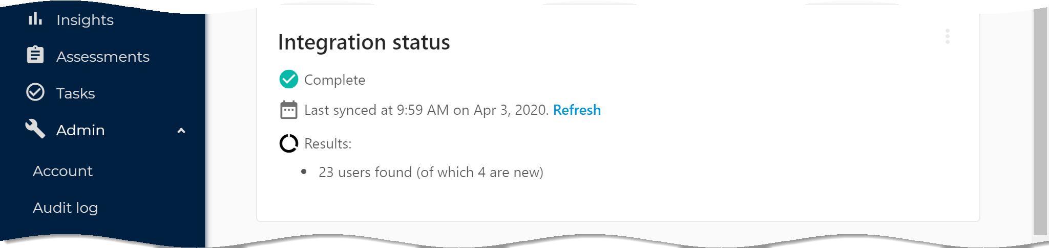 SaaS Manager Social Studio integration showing a successful synchronization