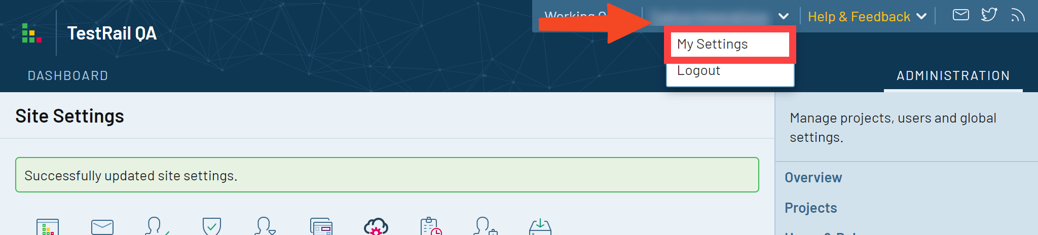 TestRail API settings with Enable API selected