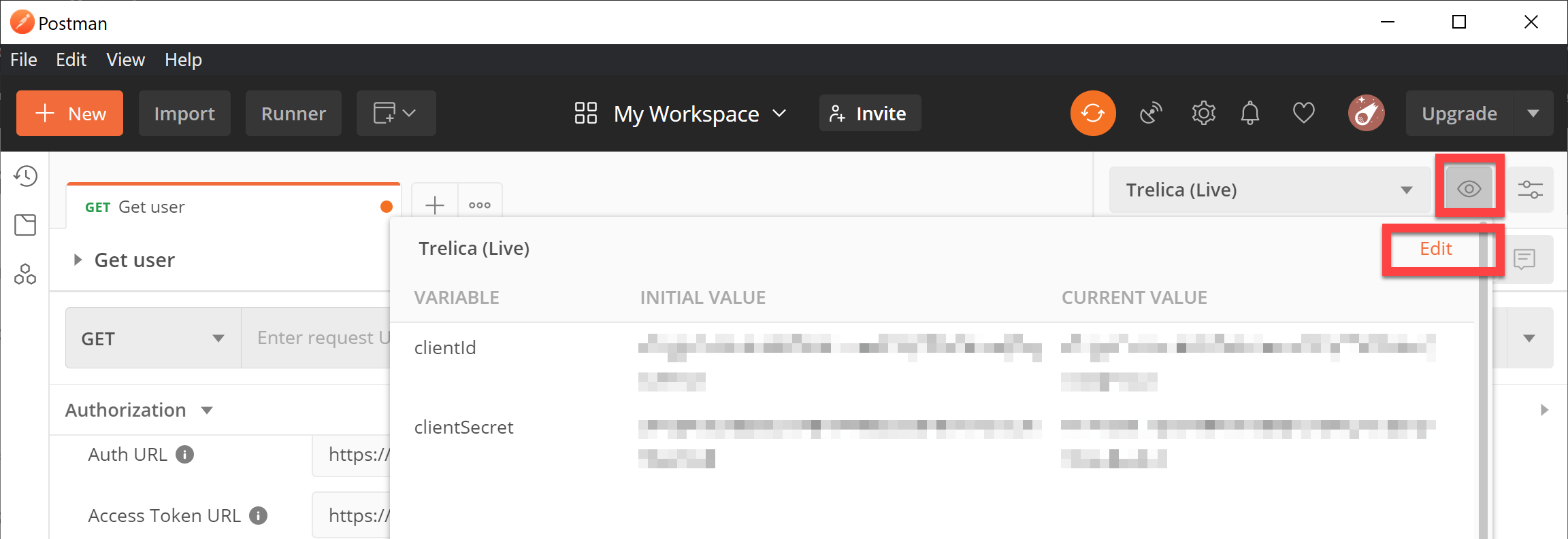 Postman environment variables with SaaS Manager client credentials