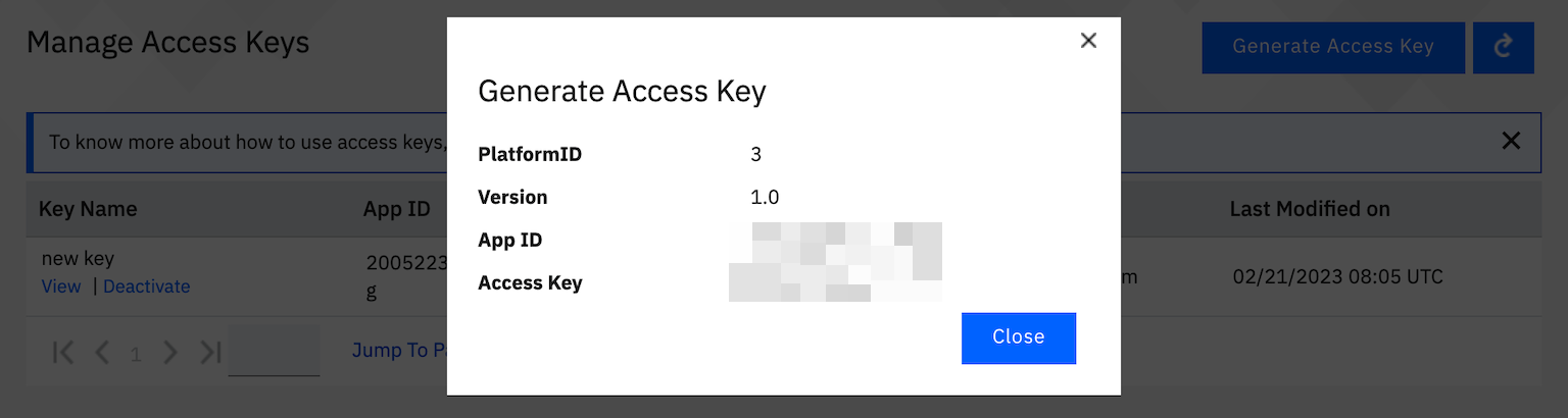 IBM MaaS360 generated access key