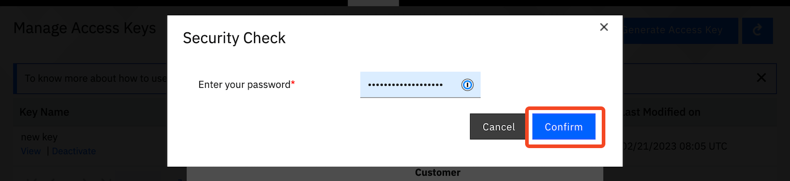 IBM MaaS360 Create Access Key form