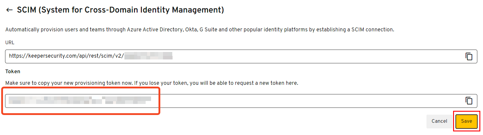 Keeper SCIM credentials